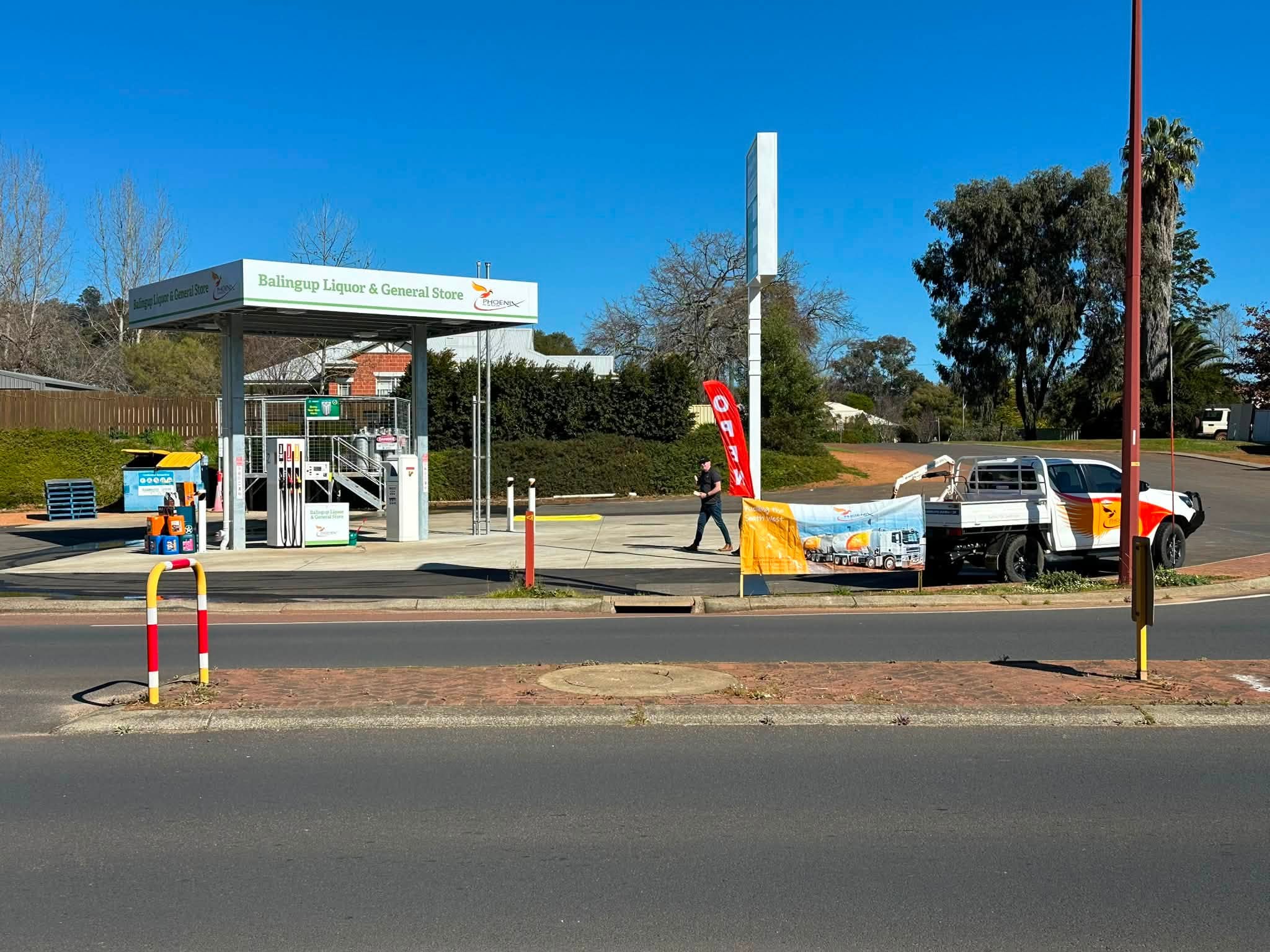 Fuel canopy and forecourt at Balingup Liquor & General Store on Bridgetown Road